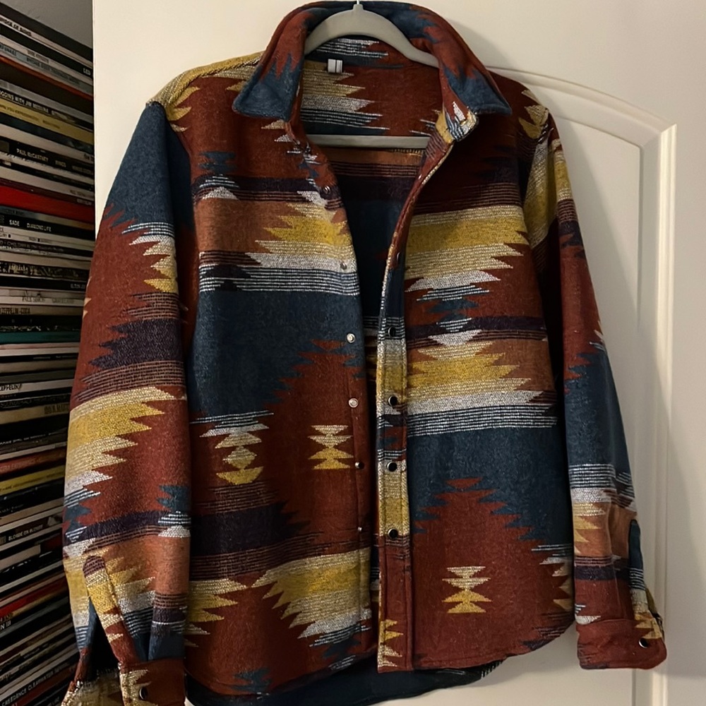 Pearl-snap wool jacket